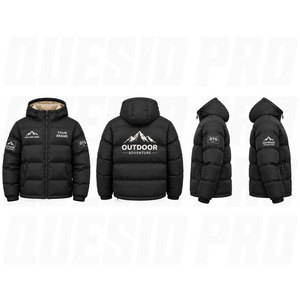 Custom Outdoor Puffer Jackets Men <b>Women</b> Lightweight Warm Bubble Down Jacket Hood Embroidery DTG Printing <b>Windbreaker</b> - Product Image 4