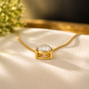 18K Gold Plated Pear Cut Moissanite Pendant <b>Necklace</b> Women's Classic Chain Jewelry for Wedding Everyday Wearing - Product Image 4