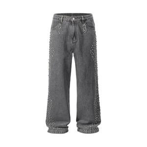 Vaqueros Baggy Rectos Personalizados de Estilo Urbano para Hombre, Vaqueros de Mezclilla de Algodón Oscuro Desgastado, Pantalones Vaqueros Vintage de Moda para Hombre - Product Image 2