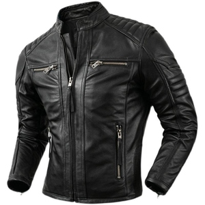 Veste d'hiver en cuir élégante pour homme, coupe ajustée, 100% cuir véritable, veste bomber avec col en fourrure, taille adulte personnalisée - Product Image 4