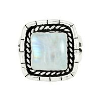 Bague de mariage fine en argent sterling 925 massif, design carré vintage, sertie de pierre de lune arc-en-ciel, idéale pour les cadeaux de fête