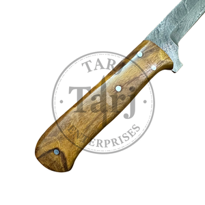 Cuchillo de caza hecho a mano de acero de Damasco con punta de caña, mango de madera de palisandro y funda de cuero B2B USA TRENDING G10 full tang - Product Image 4