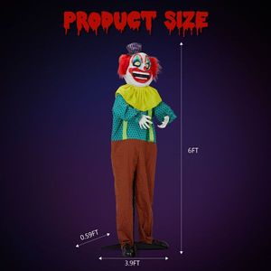 6ft Yellow Eyed Clown Outdoor Halloween Decoration - Product Image 3
