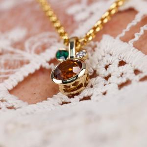 Vintage Citrine Orange Luxury Pendant Emerald <b>Leaf</b> 925 Sterling Silver 14K Gold Plated Tension Set Customizable Fine Jewelry - Product Image 6