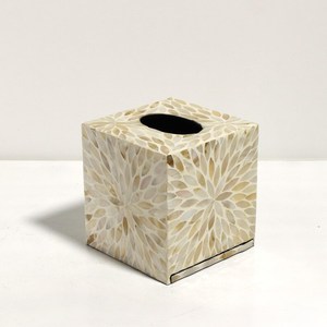 Boîte à mouchoirs de luxe en os incrusté faite à la main par REHMAN CRAFT Resin Works, design floral, base en bois MDF, porte-mouchoirs - Product Image 4