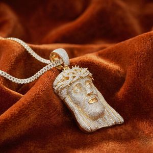 14K Gold <b>Iced</b> <b>Out</b> Jesus Face Moissanite Hip Hop Pendant Charm for Men Luxury Cuban <b>Chain</b> Jewelry Gift Premium Urban Fashion - Product Image 3