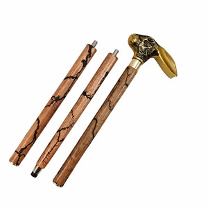 Canne de marche en bois avec tête de lapin dorée, marbrure noire et embout à vis - Product Image 5
