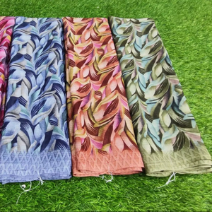 Exclusiva Blusa de Saree Sunshine Georgette con Estampado de Diseñador, Tela Suave de Georgette, para Fiestas, Invierno, Calidad de Exportación - Product Image 1