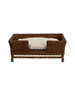 Dark Brown Rattan Dog Bed Couch Rectangular High Back Wicker Pet Bed Basket Durable Outdoor <b>Indoor</b> Pet Lounge Sofa Furniture - Product Image 5