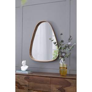 30\"x38\" <b>Irregular</b> Wood Frame Wall <b>Mirror</b> for Living Room Bathroom or Entryway - Product Image 6