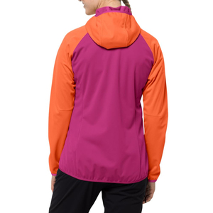 Veste softshell pour femme avec capuche, blocs de couleur, fermeture éclair, résistante à l'eau, vêtement d'extérieur, coupe classique, toutes saisons - Product Image 2