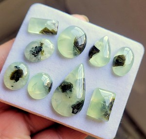 Cabochon de pierre précieuse Prehnite, Prehnite verte naturelle, Cabochon de Prehnite australienne, DIY, Pendentif enroulé de fil, Lot de bijoux en argent - Product Image 3