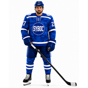 Maillot de hockey sur glace personnalisé pour hommes, bleu royal, blanc, camouflage, uniforme d'équipe sublimé, vente en gros, OEM, vêtements de hockey, États-Unis, Canada - Product Image 1