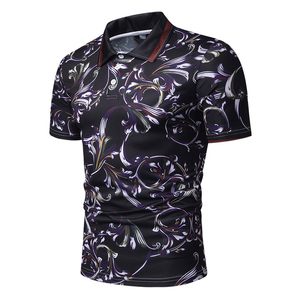 เสื้อโปโลลายดอกไม้แบบกำหนดเองขายดีสำหรับผู้ชาย เสื้อโปโลแขนสั้นทรงเข้ารูปสไตล์วินเทจลำลอง - Product Image 2