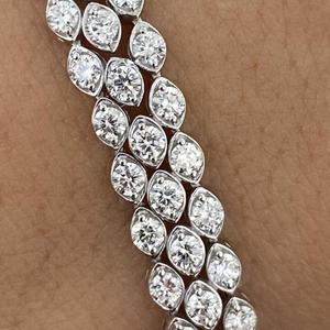 Triple Row Round Cut Diamond Tennis Bracelet Bezel <b>Set</b> Marquise Station Bracelet Sparkle Statement <b>Bangle</b> Bridal Jewelry Gift - Product Image 4