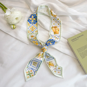 Decorative Silk Bag Strap Oil Painting Style Small Ribbon Long Scarf Belt Fashion <b>Headband</b> Spring and Summer Thin Streamer - Product Image 4