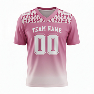 เสื้อฟุตบอลอเมริกันแบบกำหนดเองสำหรับผู้ใหญ่ แขนสั้น ระบายอากาศได้ดี มีไซส์พลัส  คอวี ผลิตจากโพลีเอสเตอร์ 100%  รับผลิตแบบ OEM - Product Image 6