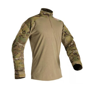 Chemise tactique à prix avantageux, motif camouflage uni, pour homme, en polyester et coton, manches longues, anti-humidité. - Product Image 1