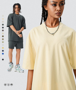 T-shirt en coton uni surdimensionné pour homme, décontracté, à manches courtes, col rond, couleur unie, respirant, coupe jersey, unisexe - Product Image 1