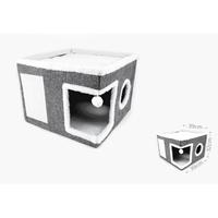 Maison pliable pour chat d'hiver, abri intérieur chaud et doux avec design simple, forme carrée en peluche, motif uni pour animaux de compagnie