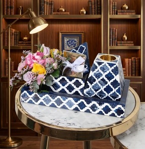 Ensemble de brûleurs d'encens en résine bleue et blanche, fait main, avec plateau porte-bakhoor, parfum Oud, aromathérapie, décoration - Product Image 1