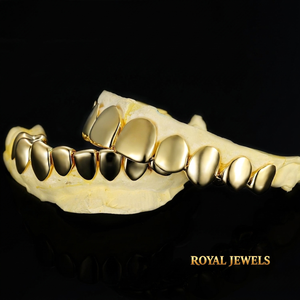 Grillz dentaires personnalisés en or massif, finition mate, ensemble complet, pour hommes et femmes, bijoux de fête hip-hop - Product Image 3