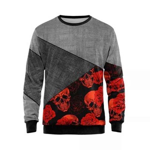 เสื้อสเวตเชิ้ตผู้ชายสีแดงดำไล่เฉดพิมพ์ลาย ทรงปกติ คอกลม สวมใส่สบายๆ ผ้าถัก เหมาะสำหรับฤดูใบไม้ร่วง ทำจากผ้าฝ้าย - Product Image 6