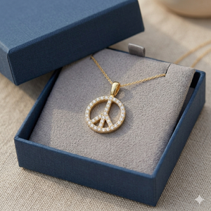 Statement <b>Layered</b> Peace Sign 925 <b>Silver</b> Gold Plated Vintage Party Pendants <b>Necklace</b> Custom Moissanite Diamond Iced Hip Hop Style - Product Image 1