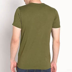 Camiseta para hombre con estampado abstracto de salpicaduras en color verde oliva, informal, de corte ajustado, mezcla de algodón, cuello redondo, manga corta, top de verano - Product Image 5