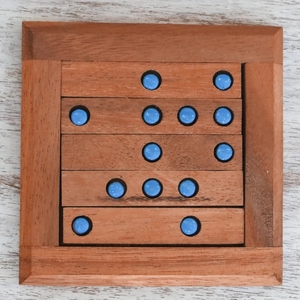 Wooden Pin Peg <b>Puzzle</b> Board Game With Blue Pegs Interactive Tabletop Brain Teaser Toy For Logic Skill Development Play & Fun - Product Image 4