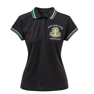 Camiseta Polo de Algodón Negra para Mujer, Manga Corta, Informal, con Letra Bordada, Prenda Gráfica, Moda, Uso Diario, Cómoda, con Cuello - Product Image 1
