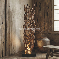 Lámpara de Pie Pequeña LED Moderna de Madera Kasela, Amarilla, Ecológica, con Control Táctil, Diseño Personalizable, Decorativa