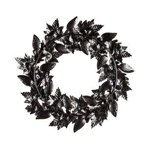Metallic <b>Autumn</b> <b>Wreath</b> Detailed With Layered Copper Oak Leaves, Shimmering Gold Foliage, Silver Accents And Berry Clusters - Product Image 2