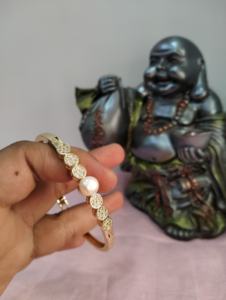 Bracelet en perles d'eau douce plaqué or, bijoux en perles, fournisseur en gros - Product Image 1