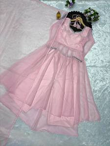 Pink Floor-Length Anarkali <b>Suit</b> With <b>Silver</b> Embellished Neckline Elegant Indian Pakistani Wedding Dress Women's Loose Fit - Product Image 4