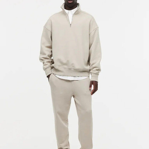 <b>Men's</b> Winter <b>Half</b> <b>Zip</b> Pullover <b>Sweatshirt</b> 100% Cotton Fleece Fabric Solid Customizable Color Logo OEM Service Breathable - Product Image 3