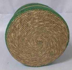 Soldes Exceptionnelles : Panier Rond en Jonc de Mer Naturel Tressé avec Couvercle, Fait Main, Organisateur de Rangement pour Linge, Jouets et Accessoires Domestiques - Product Image 3