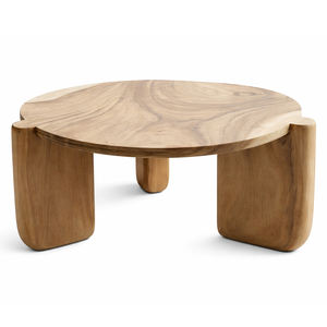 โต๊ะกาแฟทรงกลมไม้สักเกรดส่งออกคุณภาพเยี่ยม สไตล์นอร์ดิก งานแฮนด์เมด ผิวเรียบเนียน สำหรับเฟอร์นิเจอร์วิลล่า ขายส่ง - Product Image 2