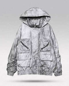 Men's Techwear <b>Jacket</b> Streetwear Tactical Cargo Multi-Pocket Hooded Windbreaker Cyberpunk Urban Gorpcore Functional Utility Coat - Product Image 1