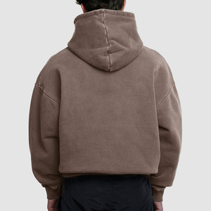 Collection Automne Hiver – Sweat à Capuche Zippé 100% Coton Style Américain High Street, Teinture Acide Épaisse Effet Vieilli - Product Image 2
