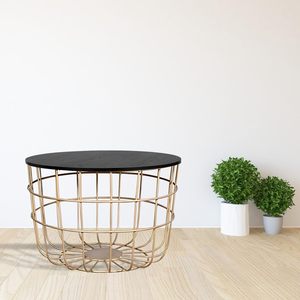 Mesa de Centro Redonda de Madera y Metal, Mesa Moderna para Sala de Estar, Vestíbulo, Cocina - Product Image 5