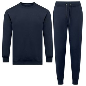 100% Cotton Winter Plus Size Printed Heavyweight Windproof Eco-Friendly Men's Sweat Suits Streetwear <b>Tracksuits</b> Set Navy Color - Product Image 1