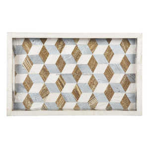 Plateau en bois naturel de haute qualité personnalisé avec incrustations d'os, plat de service artisanal pour la maison, les hôtels - Directement classique, écologique - Product Image 2