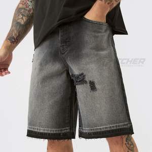 Shorts en jean pour homme, coupe slim, décontractés, été, coton extensible, streetwear, couleur foncée, usage quotidien, respirant, écologique - Product Image 4