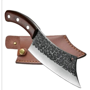 Couteau de chef Burraq DIY en acier au carbone industriel, multifonctionnel, 10 pouces, manche en bois, étui en cuir, fabrication artisanale sur mesure OEM - Product Image 1