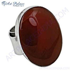 Bague Art Palace en Agate Rouge, Sertissage Bezel en Argent 925, Classique, Unisexe, Usage Quotidien - Product Image 3