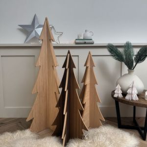 Décoration de Noël rustique en bois, sapin de Noël artisanal en bois naturel pour table, élégant centre de table festif pour la maison, le bureau - Product Image 6