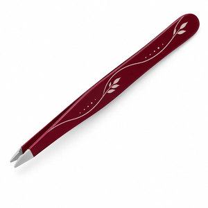 Pince à épiler pour sourcils à pointe rouge en acier inoxydable avec motif floral - Product Image 3