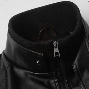 Wholesale Custom Logo Print High Quality <b>Men's</b> Solid Casual Stand Collar <b>Leather</b> Winter Jacket Waterproof Outdoor Use - Product Image 6