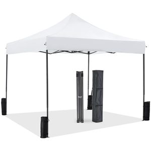 Gazebo Pieghevole 3x3 Metri con Gambe Inclinabili, Facile da Montare, Riparo per Esterni per Patio, Giardino, Spiaggia, Bianco - Product Image 4